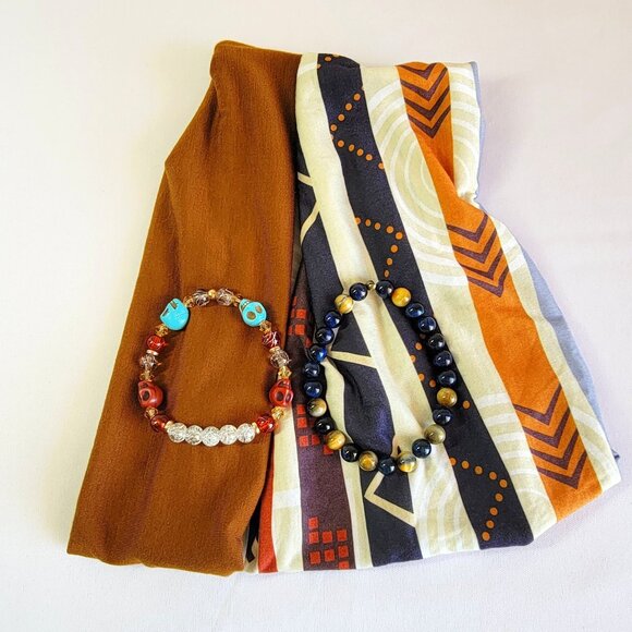Multicolor And Brown Boho Headbands With Matching Bracelet Sets, Womens Size M main image 8